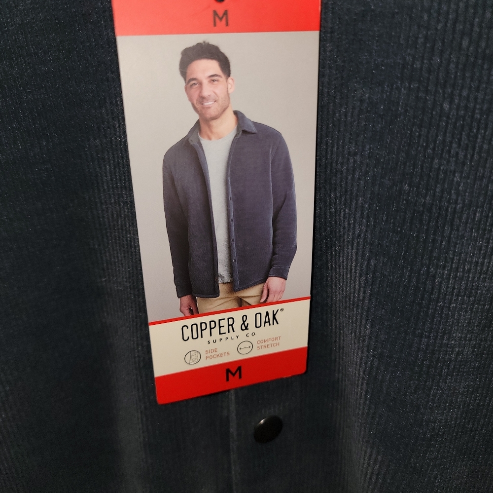 Mens Sz M NEW Shacket Gray Stretch Fleece Lined Jacket Copper & Oak - Picture 9 of 11